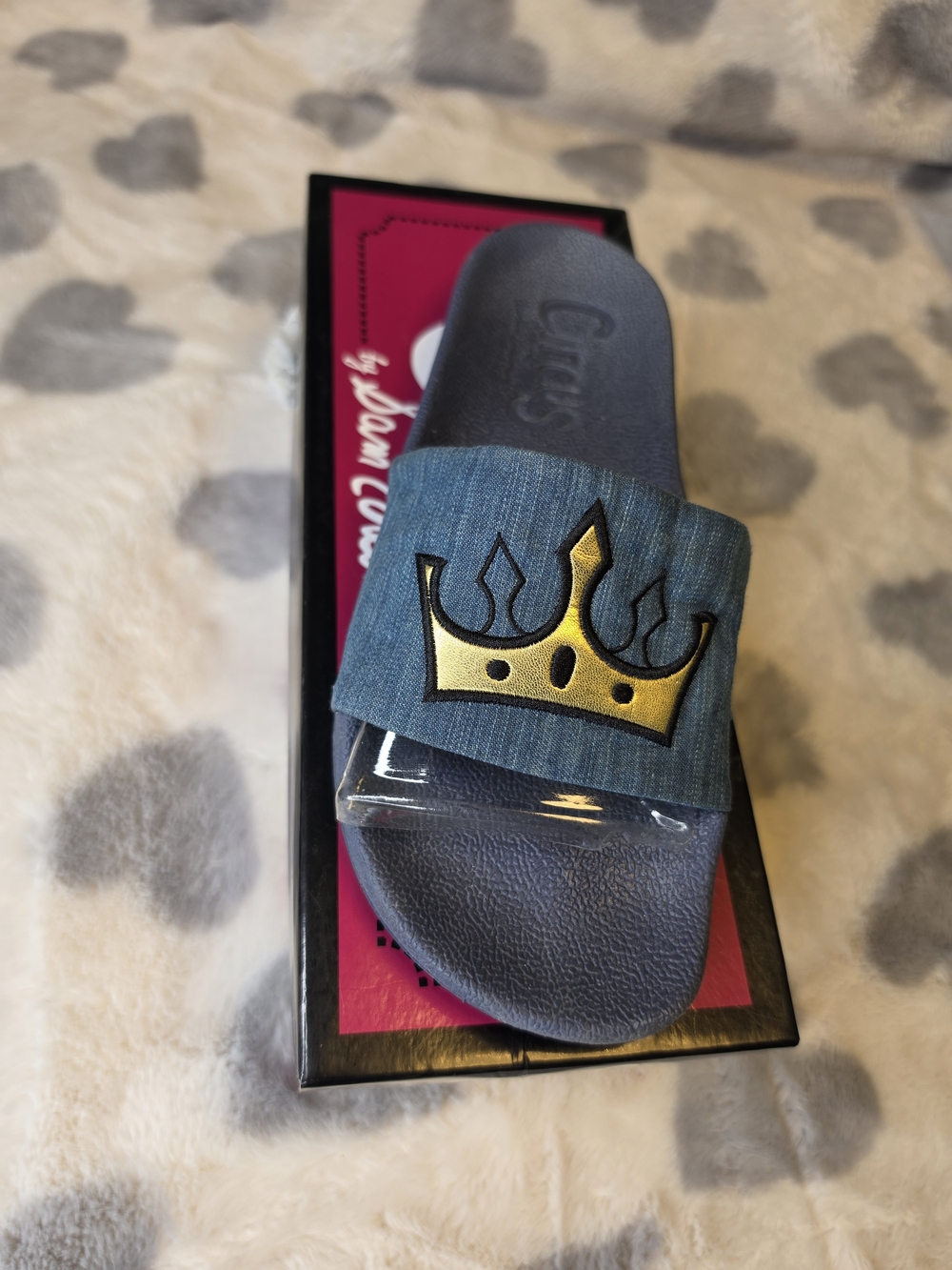 Sam Edelman Kids Navy Slide Sandals with Bee & Gold Crown - Picture 7 of 13